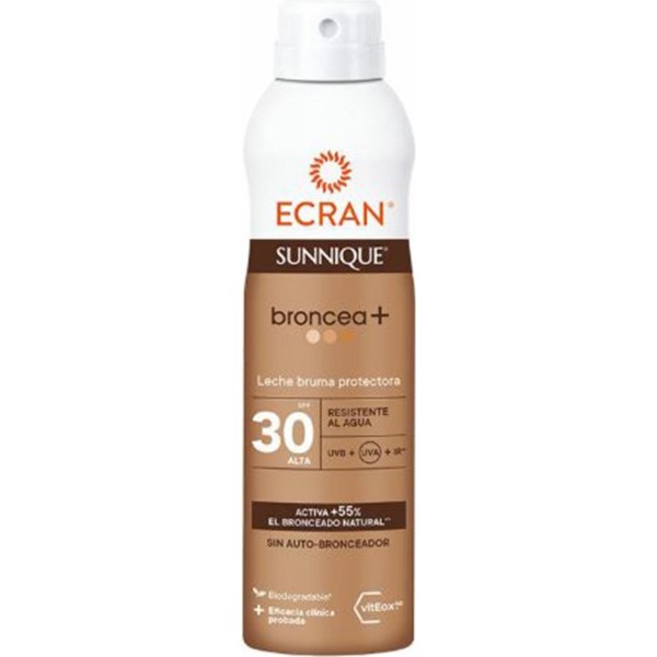 Ecran sunnique broncea+ spray solar spf30 resistente al agua 250ml vaporizador